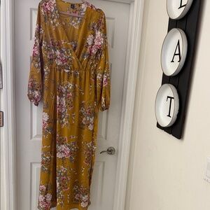 SHEIN Mustard Floral Dress